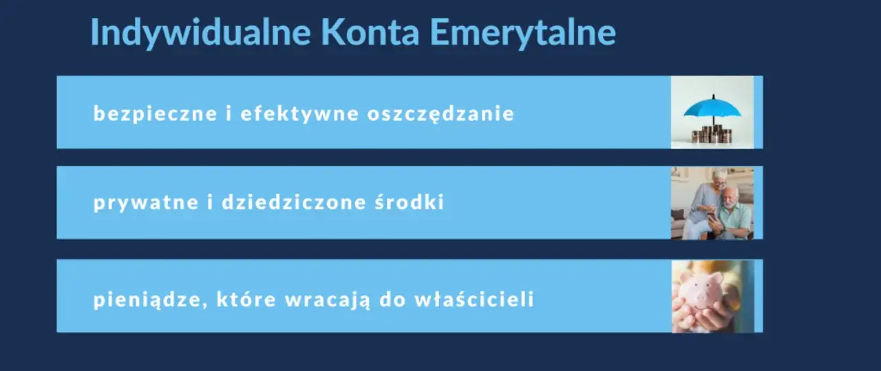 Indywidualne Konta Emerytalne: bezpieczne oszczędzanie, prywatne i dziedziczone środki, pieniądze wracające do właścicieli. Twoja prywatna emerytura.