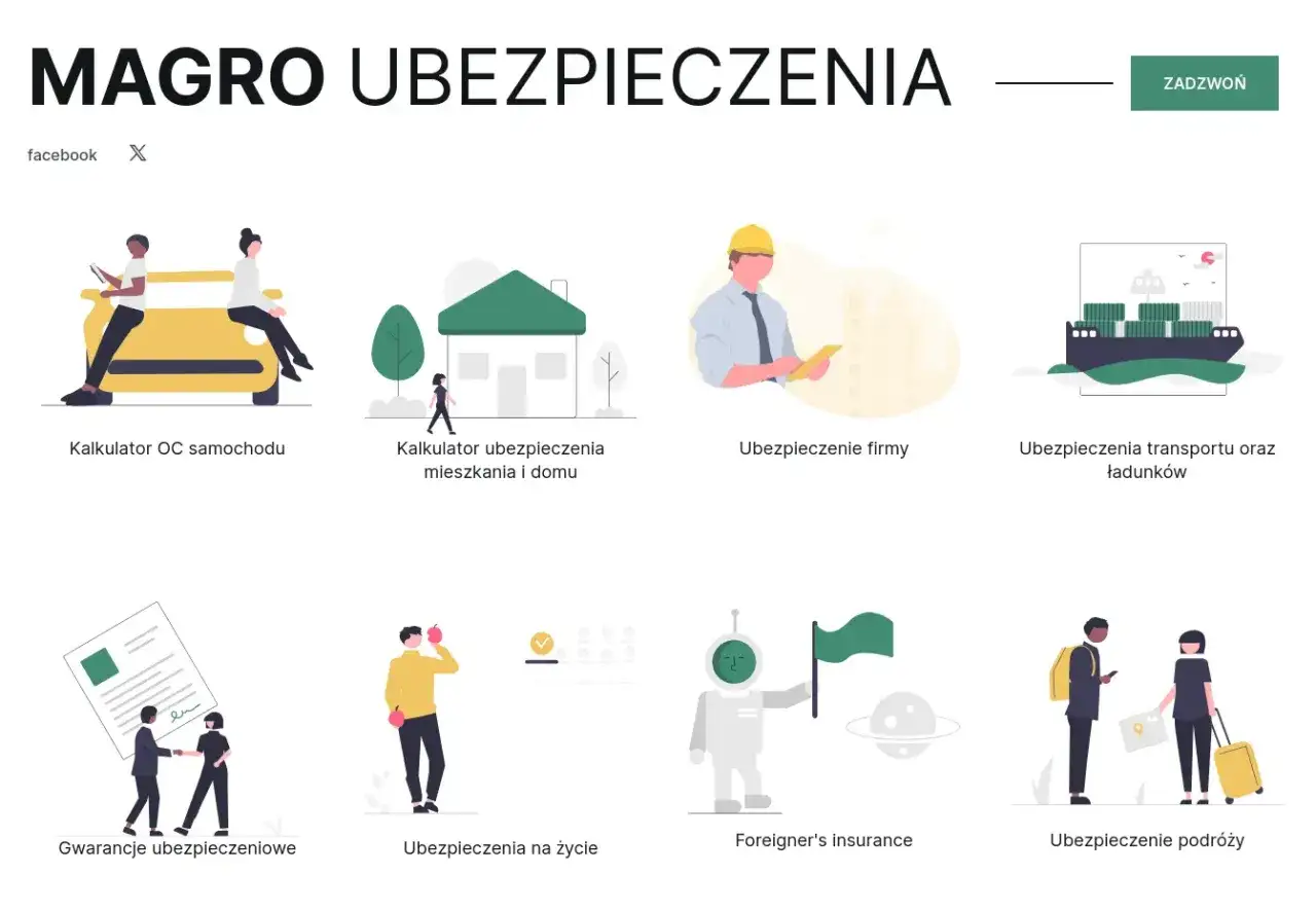 MAGRO Ubezpieczenia oferuje polisy: OC, mieszkania, firmy, transportu, gwarancje, na życie, dla obcokrajowców i podróżne. Nie daj się oszukać, tu Europa to bezpieczeństwo.